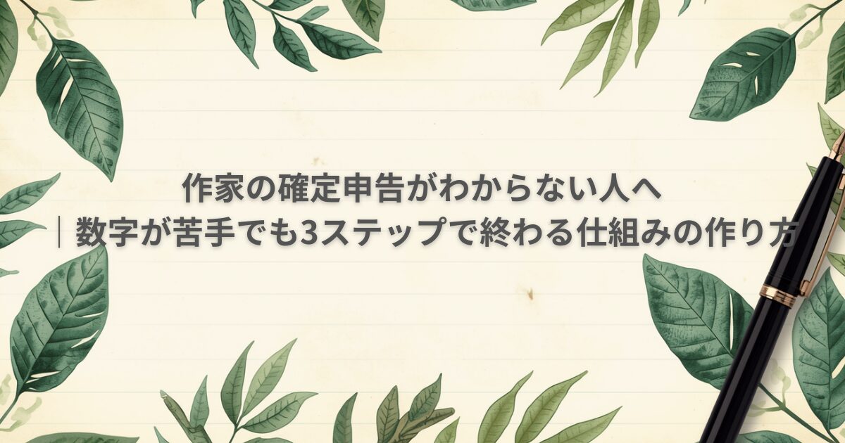 「作家の確定申告がわからない人へ｜数字が苦手でも3ステップで終わる仕組みの作り方」